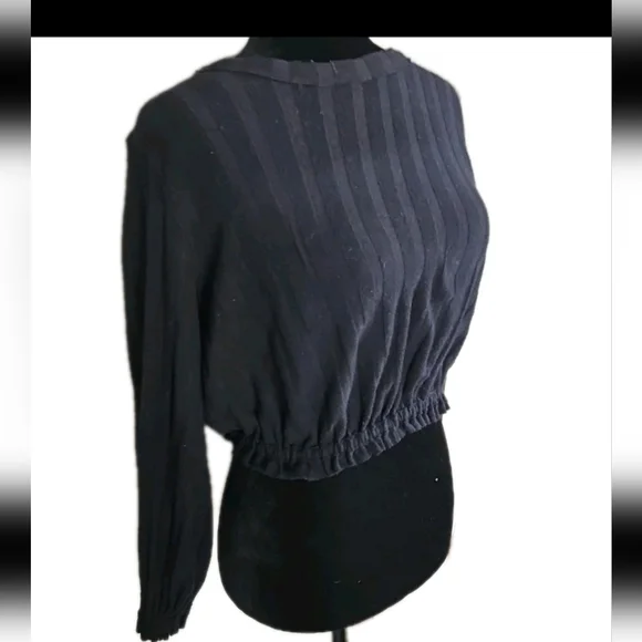 We The Free Womens Black Cropped Ribbed Knit Long Sleeve Top S - Picture 3 of 13